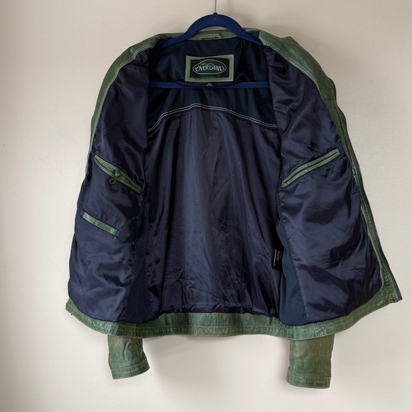 Overland Green Leather Moto Jacket - Medium - Picture 4 of 8